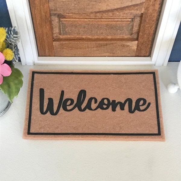 Dollhouse Miniature Welcome Door Mat Rug Doormat Farmhouse Rustic 1” Scale 1:12 *MORE DESIGNS* Fairy Garden