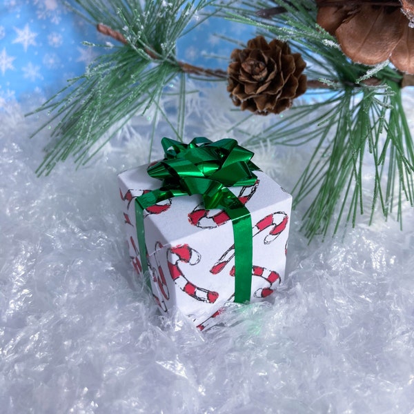 Dollhouse Miniature Christmas Present Holiday Gifts Box Large Package 1” Scale 1:12 Candy Cane
