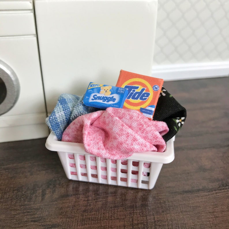 Dollhouse Miniature Laundry Basket With Clothes Detergent Etsy
