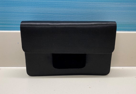 Vintage La Regale Black Satin and Velvet Clutch Ev