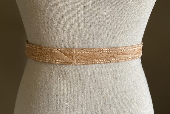 Vintage Western Style Belt, Tan with Printed Desi… - image 2