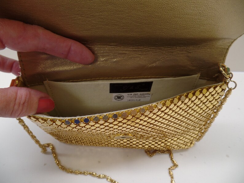Decorative Gold Clasp Snap Closure Gold Rope Strap Vintage Shiny Gold Mesh Evening Bag Gold Trim,Shiny Gold Metal Chain Shoulder Strap