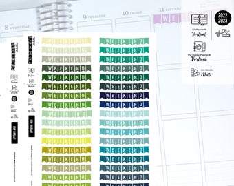 98 DIY Block Printable Weekend Banners Flags or Buntings Printable Planner Stickers (Fits Erin Condren LifePlanner™ & The Happy Planner®)