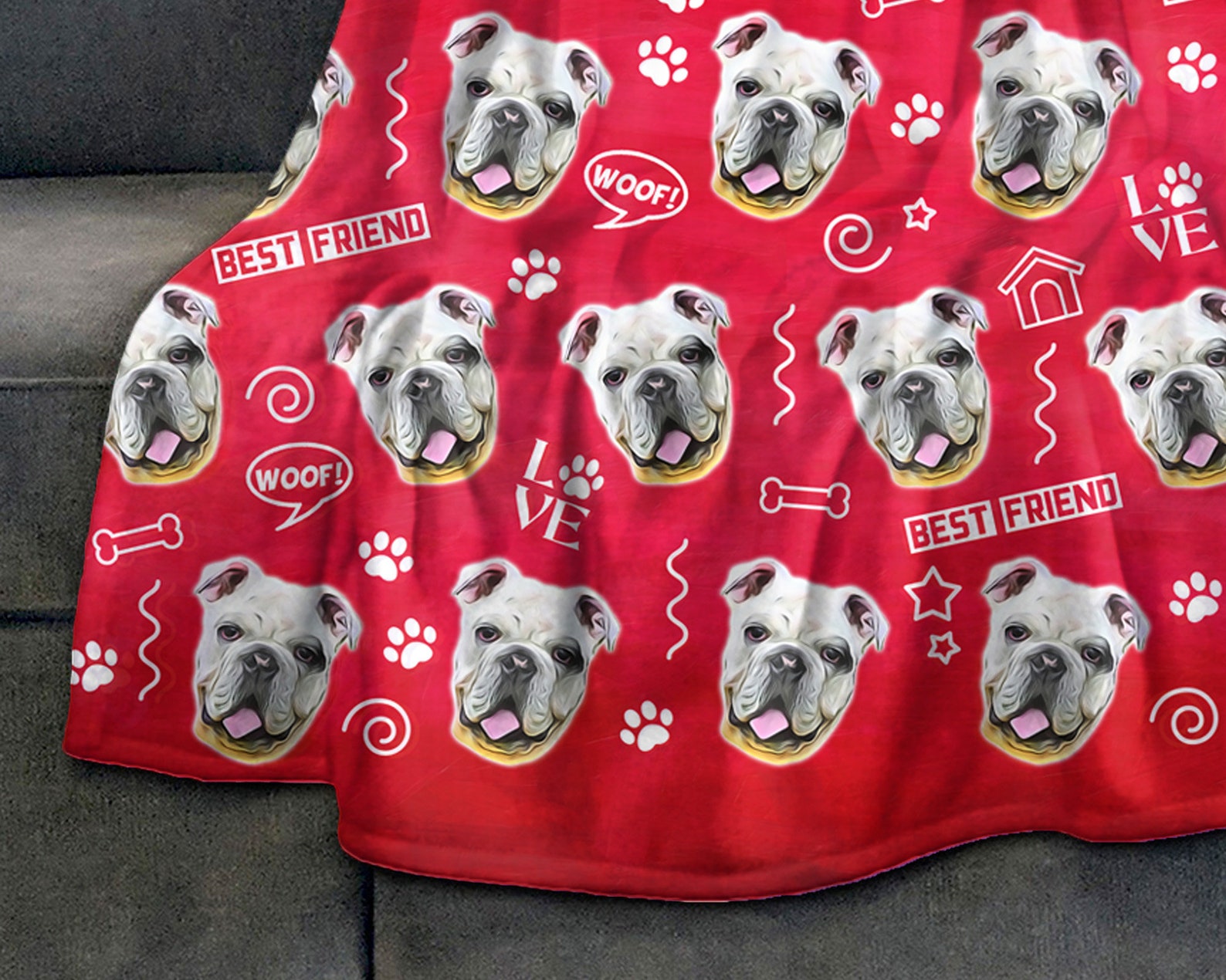 Personalized Pet Photo Fleece Blanket. Custom Face Dog Blanket Etsy