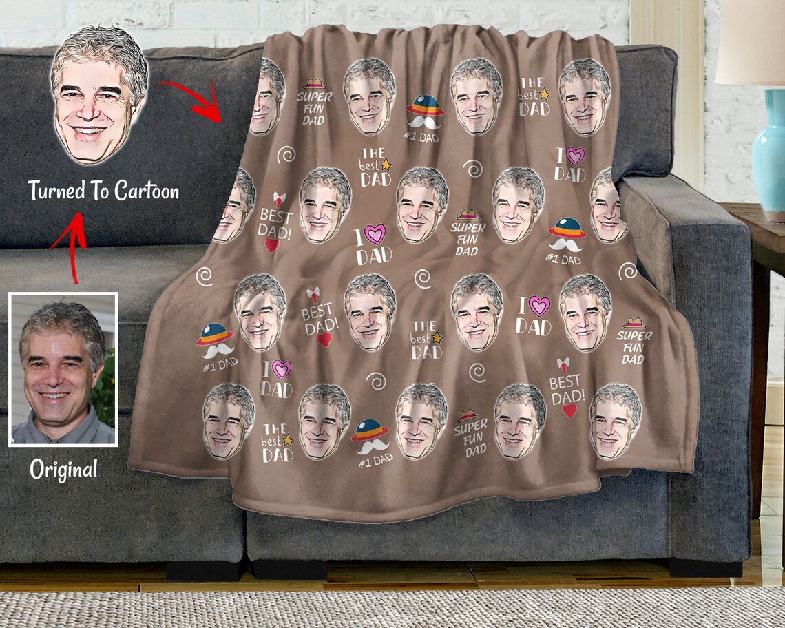 Personalized Face Blanket For Dad. Custom Funny Gift For Etsy