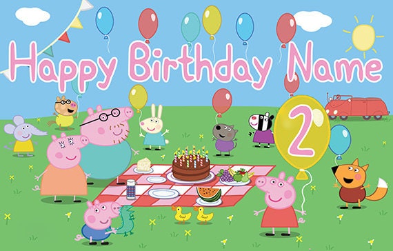 peppa pig personalize birthday banner age in peppa s etsy