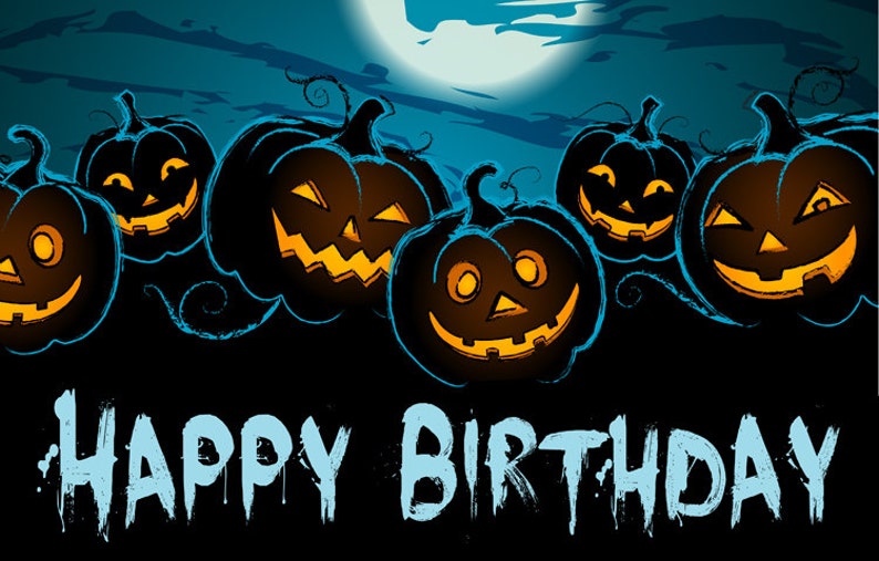 Halloween Themed happy Birthday Backdrop Banner | Etsy Australia