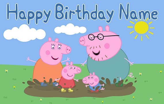 peppa pig personalize printed birthday backdrop banner mud etsy s football afrique du sud clubs coloriages
