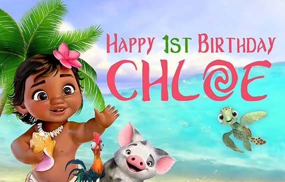 Moana Personalize Birthday Printed Backdrop Banner Baby 2 Etsy