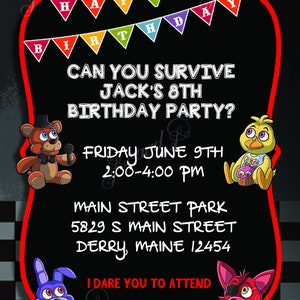 FNAF Five Nights at Freddy's Printable Birthday | Etsy