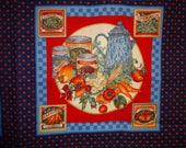 Vegetables Pitcher Farm Fresh Tomatoes Blue Cranston Cotton Fabric Panel Pillows