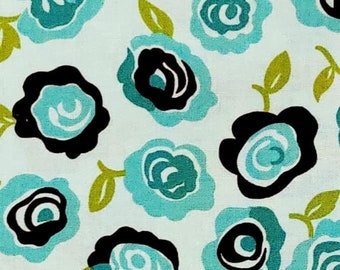 Topsy Turvy Stonehill Collection Floral Turquoise Brown Cotton Quilt Fabric 1 2/3 yard