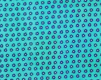 Flowers Daisy Daisies Blue Turquoise Teal Floral JoAnn Cotton Fabric BTY