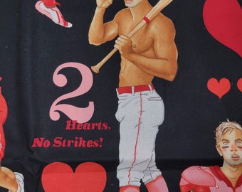 Game of Love Hearts Valentines Sports Pinup Alexander Henry Cotton Fabric BTY