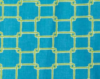 Green Blue Pink Geometric Link Cotton Fabric Traditions By the Yard