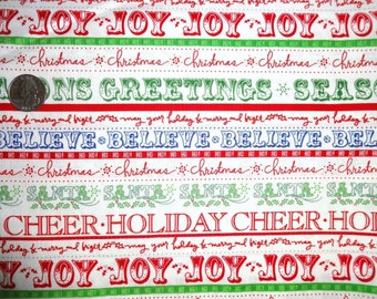 Christmas Words Joy Believe Holiday Cheer Heidi Grace Cotton Quilt Fabric YOU PICK LENGTH