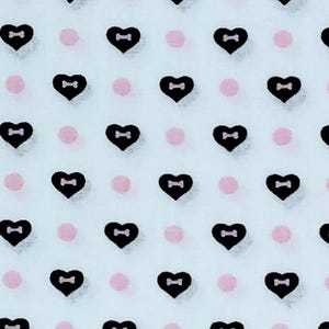 Fifi & Romeo Pink Hearts Bones Dog Puppy David Textiles Cotton Fabric 1 1/2 YARD