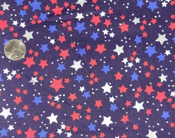 Silver Stars Red White Blue Cotton Quilting Patriotic Fabric 1 yard + 17" inches
