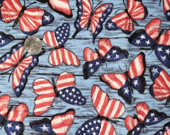 Butterfly Patriotic Butterflies Susan Winget Cotton Quilting Fabric ONE yard
