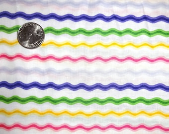 Easter Zig Zag Stripe Pink Purple Green JoAnn Cotton Quilting Fabric 1 yard only