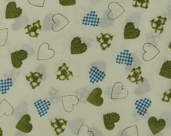 Hearts Green Turquoise Fabric Cotton Blend? BTY Girls Dress Babies Nursery