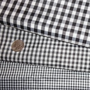 Gingham Black White Check Plaid Polyester Fabric BTY By the Yard (You pick fabric and length)