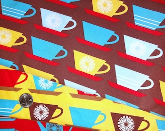 Happy Home Coordinates Coffee Cups Percolator Robert Kaufman Cotton Quilting fabric (You Pick Fabric)