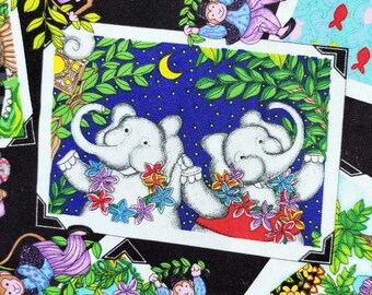 Elephants Pachyderms Vacation Photographs Holiday Cotton Lula Chang Fabric BTY