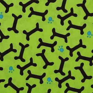 Dogs Puppies Bones Paws Polka Dots Stripes Green Turquoise Brown Cotton Quilting Fabric JoAnn Fabric 1 3/4 yard