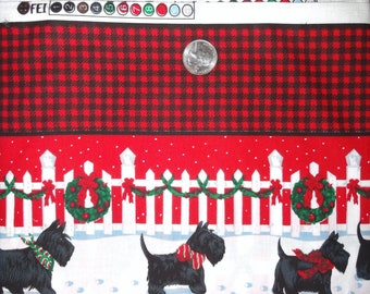 Christmas Scottie Sampler Daisy Kingdom Dog Fabric Cotton 1 YD + 34" inches