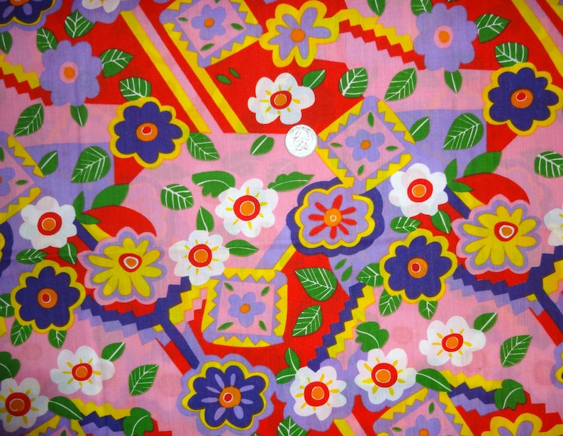 Purple Pink Yellow Floral Cotton Blend Scrubs Fabrics 58 wide BTY by the yard
