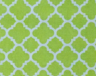 Quatrefoil Green White Geometric In Bloom Modkids Joann Fabric Cotton BTY