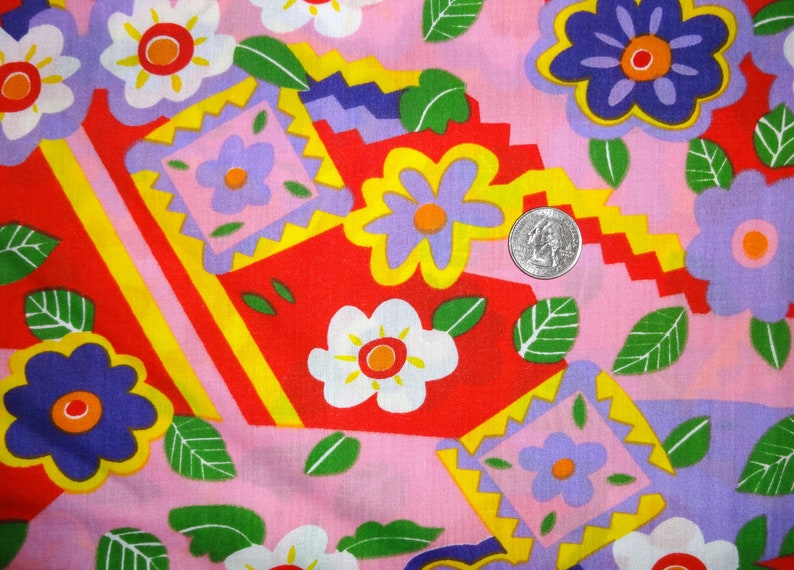 Purple Pink Yellow Floral Cotton Blend Scrubs Fabrics 58 wide BTY by the yard