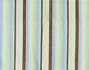 JoAnn Stripe Blue Brown Green Yellow Pink Cotton Quilting Fabric 1 3/8 yard