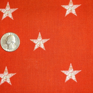 Spaced Stars Metallic Gold on Red Cotton Quilting Patriotic Fabric You Pick Length image 1