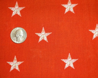 Spaced Stars Metallic Gold on Red Cotton Quilting Patriotic Fabric You Pick Length