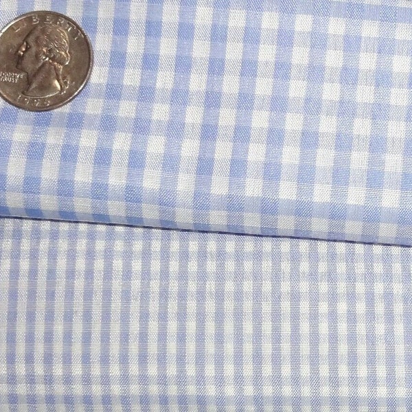 Gingham Light Blue White Easter Check Polyester Fabric BTY By the Yard (You pick length)