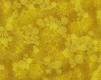 Yellow Swirls Polka Dots Blender Geometric Cotton Quilting Fabric 33" inches