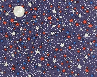 Dotted Stars Red White Blue Cotton Quilting Patriotic Fabric 1 yard + 31" inches