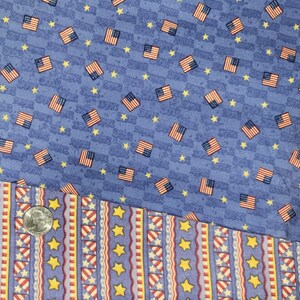 Patriotic Stars Stripes Red Blue Debbie Mumm JoAnn Cotton Quilt Fabric REMNANTS