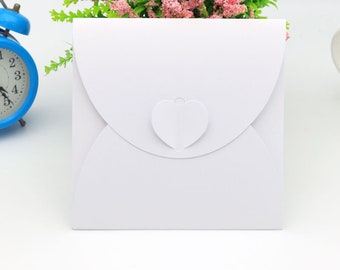 50pcs CD DVD Holder Heart Shaped Case Gift Envelope Money Holder Pearl Cardboard