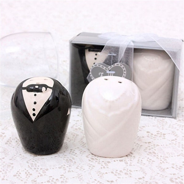Bevorzugen Sie Salzpfeffer Herzstück Hochzeit Braut und Bräutigam Keramik-Shaker
