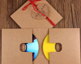 50 Holders for Two CDs Sachets Gift Case for CDs and DVDs in Kraft Paper