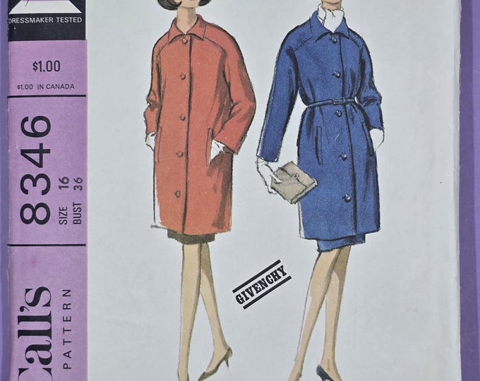 Mccall's 8346; ©1966; Givenchy Misses' Coat and Skirt. Uncut. Vintage ...