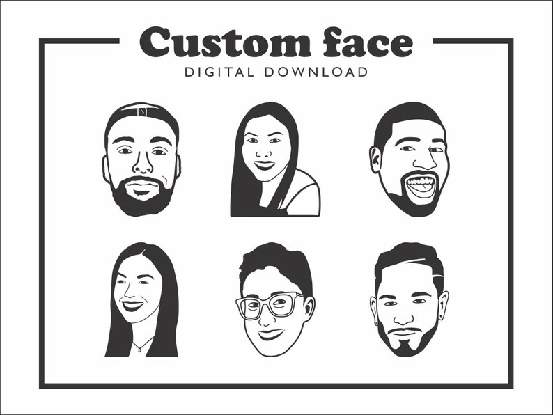 Custom Face Digital Download Vector Eps Pdf SVG JPEG Cricut Etsy