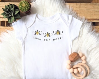 Save the Bees Baby Onesie®, Bee Design on Onesie®, Bee Themed Birthday Party, Buzzing Bees Onesie®