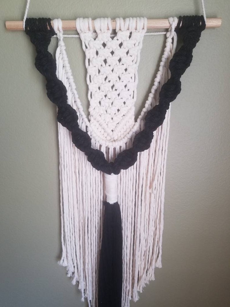 Black and White Macrame Wall Hanging Etsy