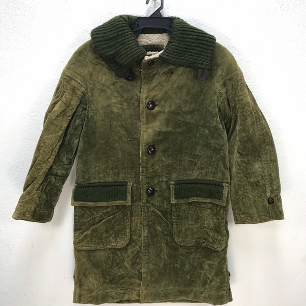 Vintage Style VAN JACK CORDUROY Japanese Brand winter Jacket Van Jac Inc. Sherpa Long Jacket Size Medium