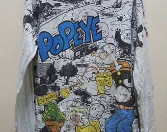 Vintage Popeye fullprint longsleves shirt tshirt