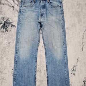 Vintage LEVI’S 501 Distressed Light Wash Levi&#39;s Ripped Denim Jeans Levis  Denim Faded Lvc Levis Blue Pant Size 33x31 L0254